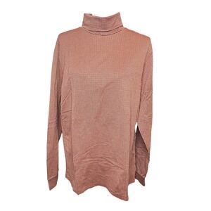 Lands End‎ Womens Large Houndstooth Turtleneck Top Long Sleeve Academia Fall NOS